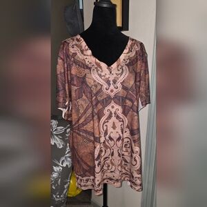 Chic Patterned Short Sleeve Women's Top